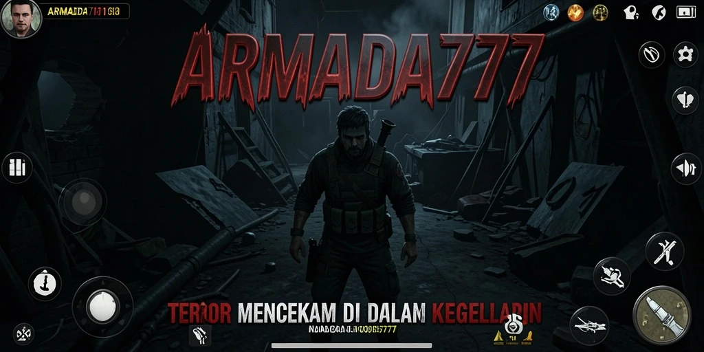 Tangkapan layar dari gameplay menegangkan di ARMADA777, menunjukkan suasana Horror.