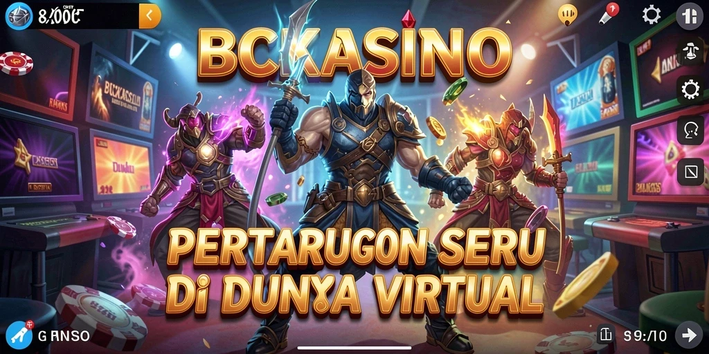Screenshot gameplay BCKASINO menampilkan pertarungan seru antara karakter.