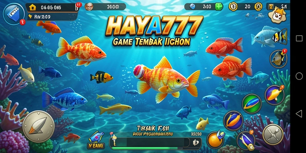 Screenshot menunjukkan aksi seru menembak ikan di HAYA777.