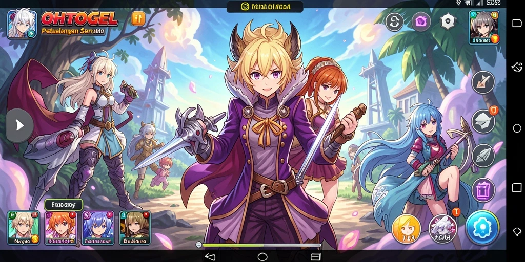 Tangkapan layar gameplay OHTOGEL yang menunjukkan pertempuran epik dan karakter Anime.