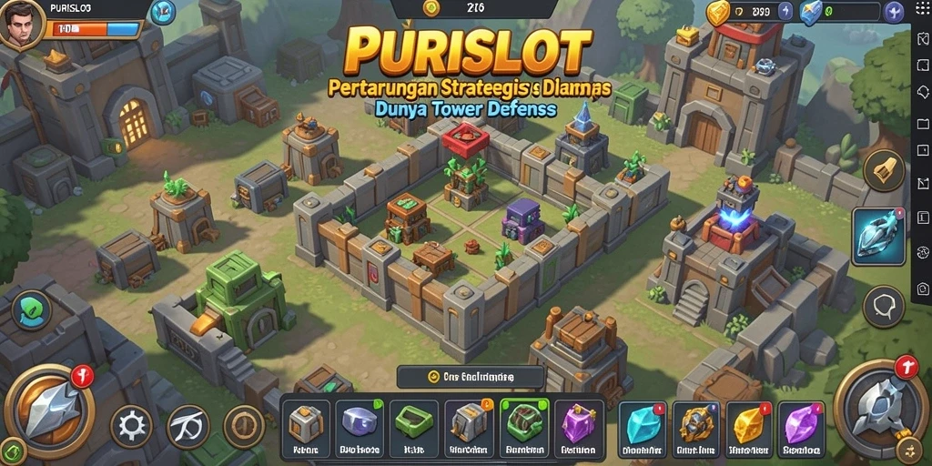 Gameplay seru PURISLOT yang menampilkan strategi Tower Defense.