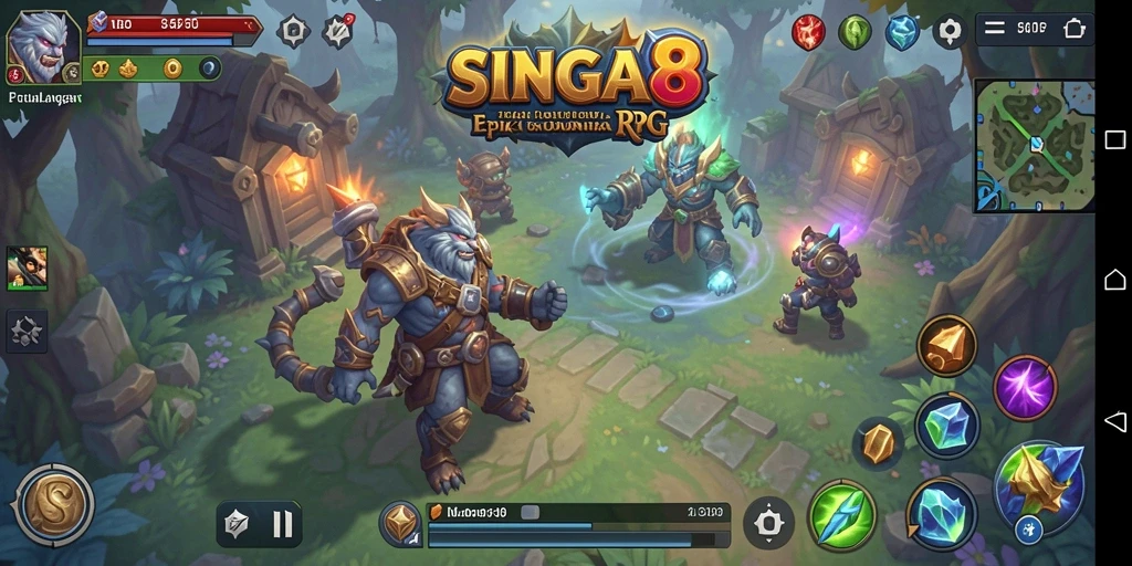 Tangkapan layar menunjukkan pertarungan epik dalam dunia SINGA8.