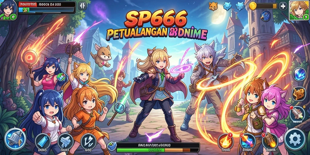 Screenshot menampilkan pertarungan epik dalam gaya Anime.